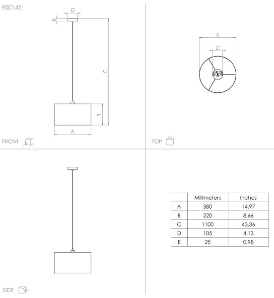 Eglo 900145 - Lampadario a sospensione con filo ZARAGOZA 1xE27/40W/230V diametro 38 cm