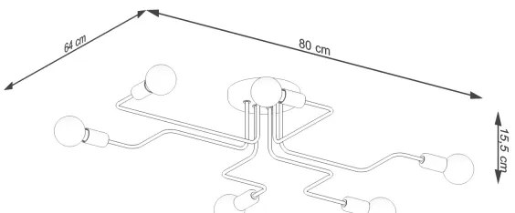 Sollux SL.1447 - Lampadario a plafone VECTOR 6xE27/15W/230V nero