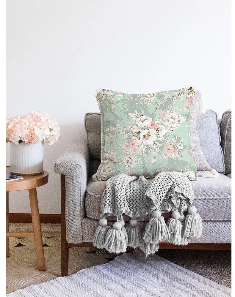 Federa verde in misto cotone Blossom, 55 x 55 cm - Minimalist Cushion Covers