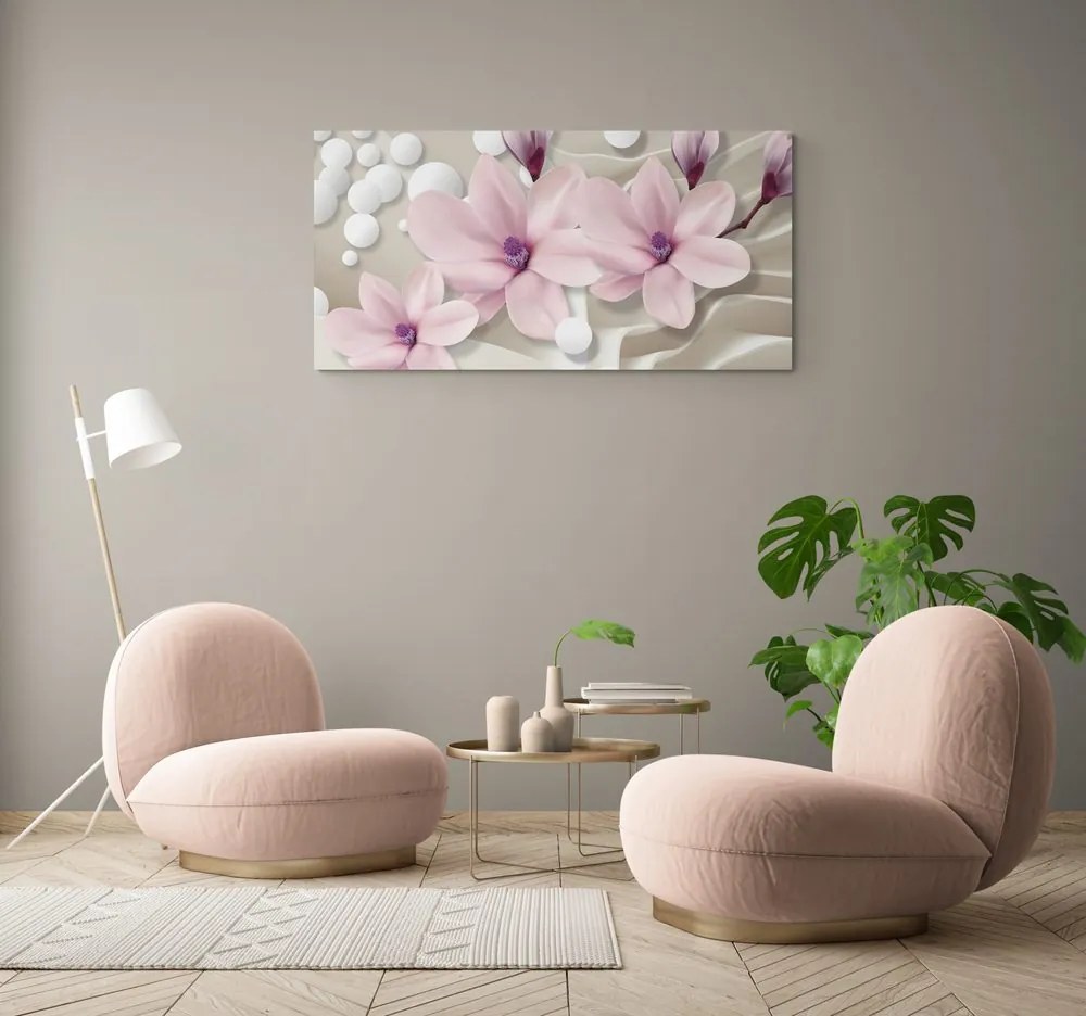 Stampa su tela – Magnolia su sfondo astratto