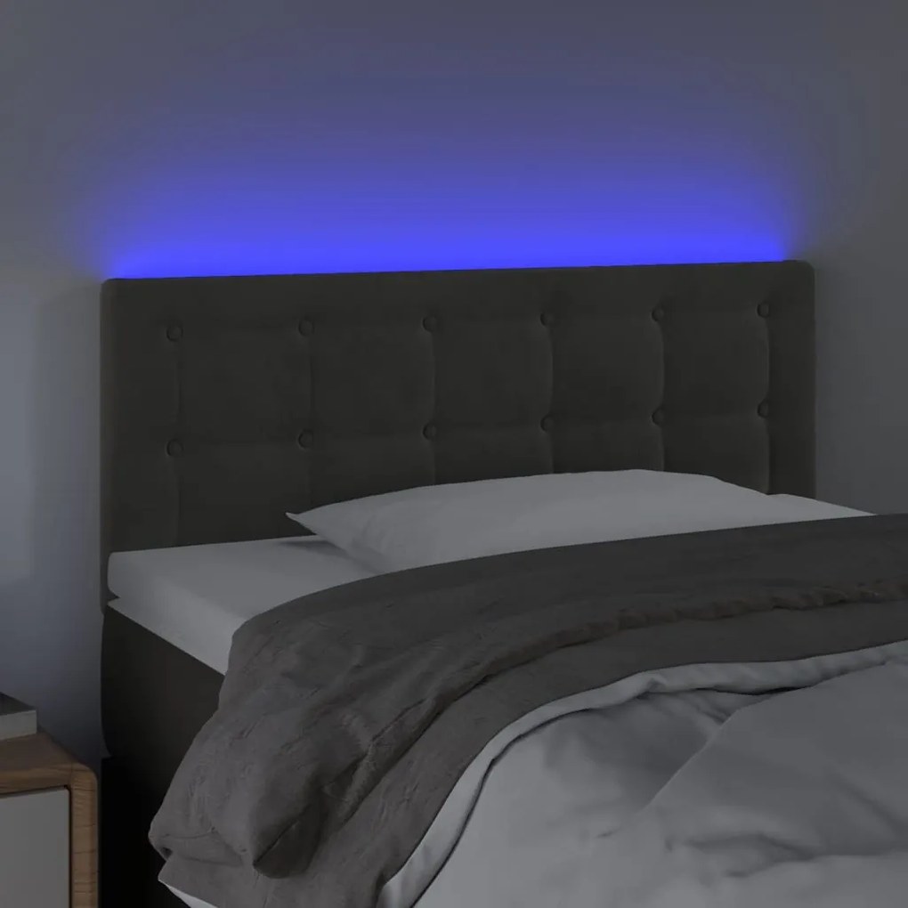 Testiera a led grigio scuro 80x5x78/88 cm in velluto