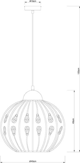 Globo 16029H1 - Lampadario a sospensione HANAKO 1xE27/60W/230V Ø 40 cm