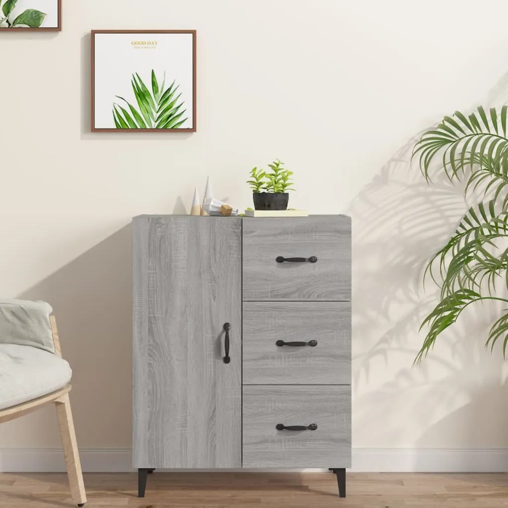 Credenza Grigio Sonoma 69,5x34x90 Cm İn Legno Multistrato /