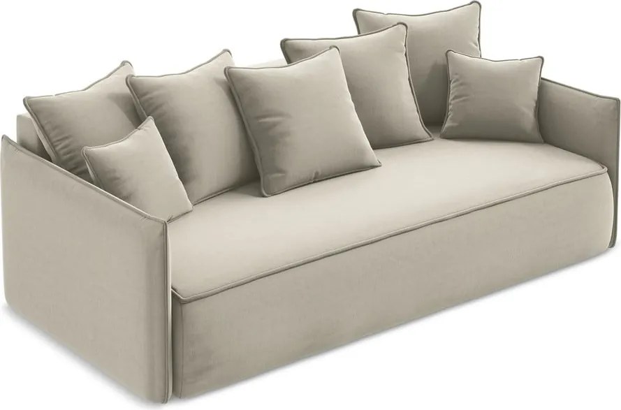 Divano beige allungabile/con contenitore con rivestimento in velluto 225 cm Hula – Makamii