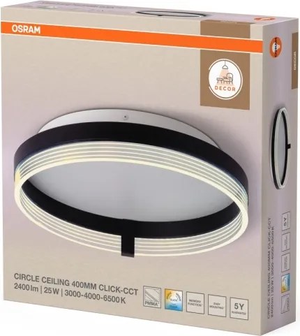 Osram - Plafoniera LED DECOR CIRCLE, 25W/230V, diametro 40 cm, nero/bianco