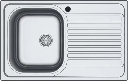 Lavello Cucina Da Appoggio In Acciaio Inox 79x50 Cm 1 Vasca Destro