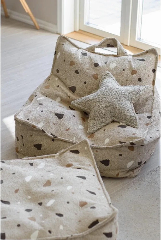 Pouf a sacco per bambini marrone chiaro con rivestimento in bouclé e ciniglia Terrazzo Chair – Wigiwama