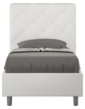 Letto singolo contenitore imbottito 80x200 similpelle bianco Priya