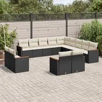 Set Divani da Giardino 13pz con Cuscini Nero in Polyrattan 3258927