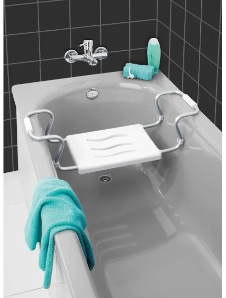 WENKO 17930100-Sedile per vasca SECURA 26x18 cm bianco/argento