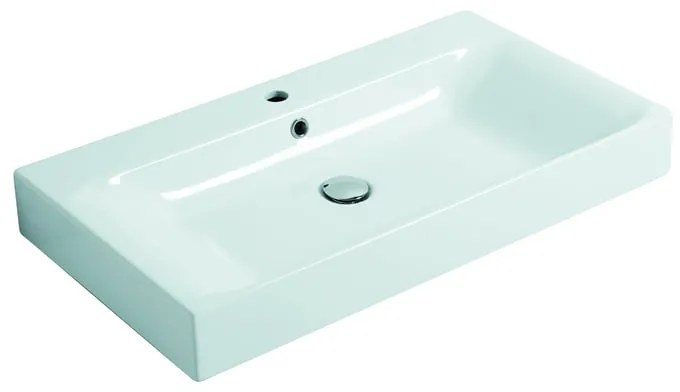 Lavabo sospeso rettangolare Cento 80cm H 10 x P 45 cm in ceramica bianco
