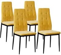 Set 4 sedie design in tessuto giallo modello Milano