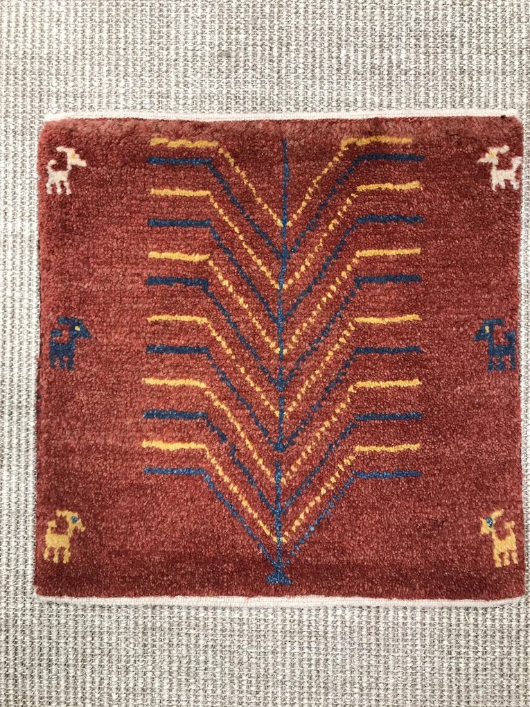 Gabbeh Tappeto 40x40 Rosso (Iran) Annodato A Mano