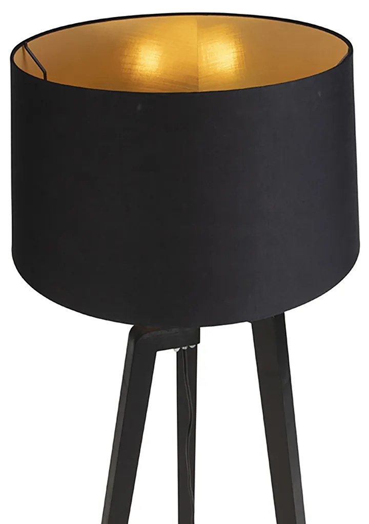 Lampada da terra intelligente con paralume nero con oro 50 cm incl. Wifi A60 - Puros