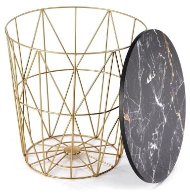Tavolino HARISSA 41x42 cm oro/nero marmor decor