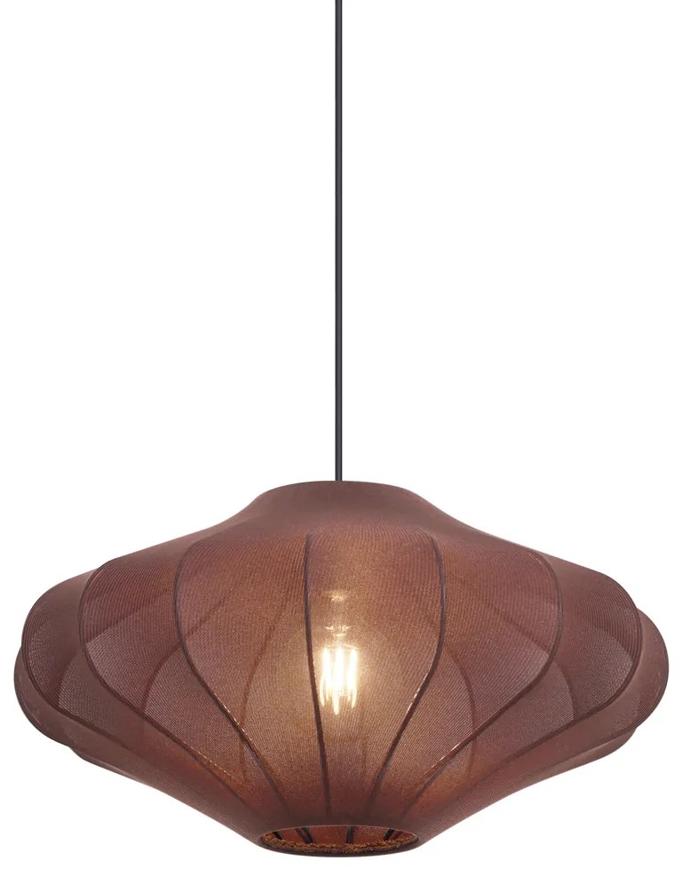 Lampada a Sospensione Japandi Marrone con Paralume in Tessuto 50cm - Plu