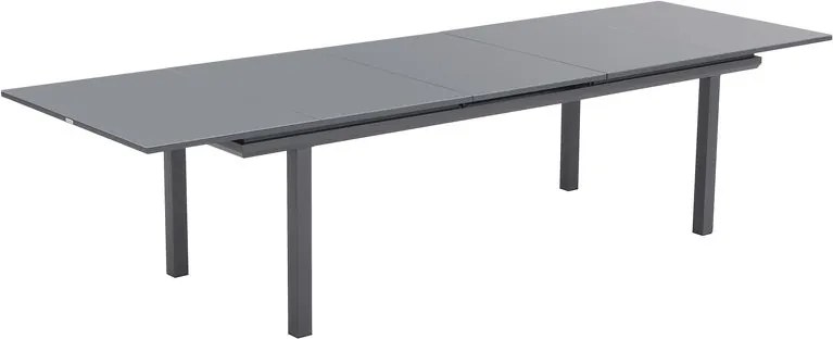 Tavolo allungabile da esterno rettangolare in alluminio e vetro antracite 12 posti L 100x256cm, Odyssea NATERIAL