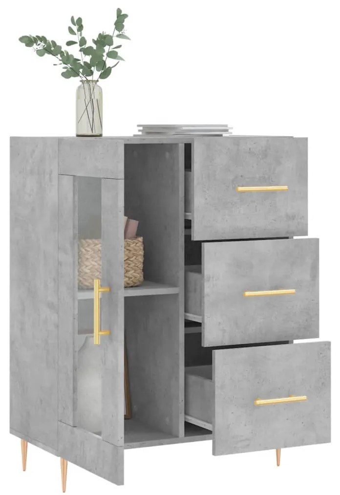 Credenza grigio cemento 69,5x34x90 cm in legno multistrato