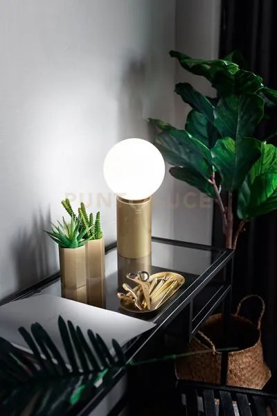 Lampada da tavolo in metallo oro spazzolato birillo 1 luce attacco ...