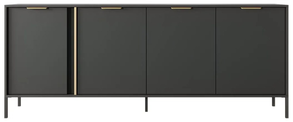 Credenza con 4 ante Antracite e Dorato - PAVELI