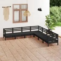 Set Divani da Giardino 7 pz in Legno Massello di Pino Nero cod mxl 36661