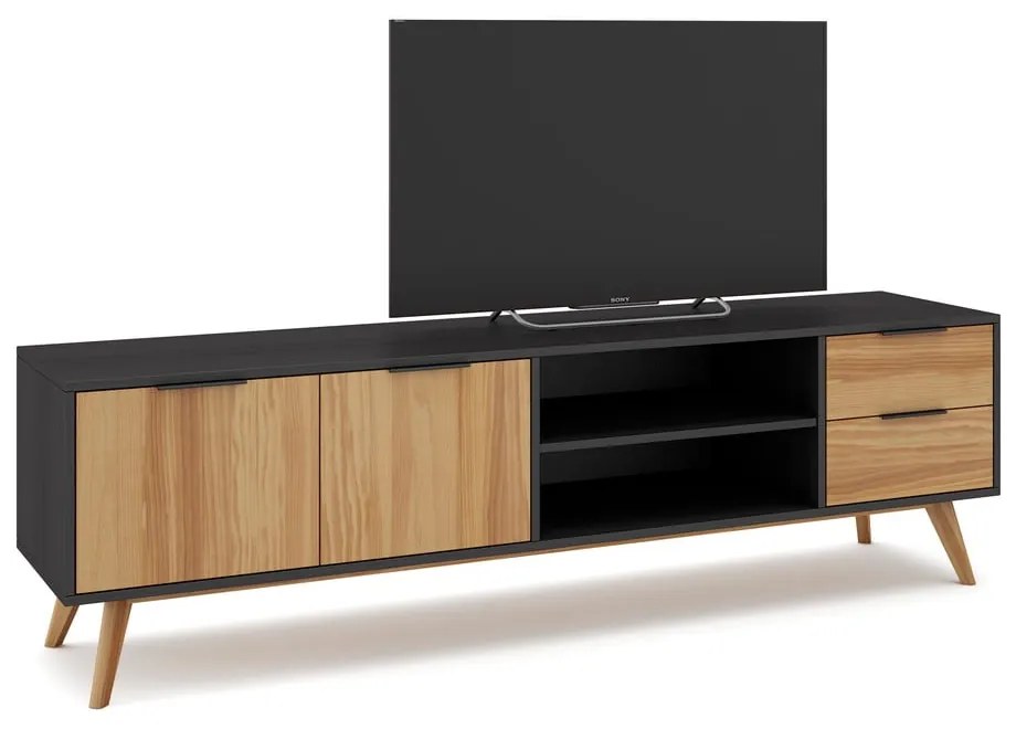 Tavolo TV in pino nero/naturale 180x53 cm Lavis - Marckeric