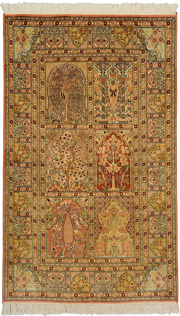 Cashmere Silk Tappeto 90 x 150 Beige (Indian) Annodato A Mano