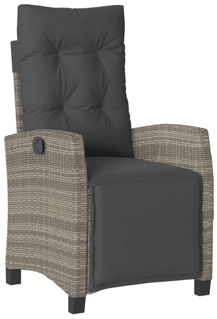 Set da pranzo da giardino 9 pz con cuscini in polyrattan grigio