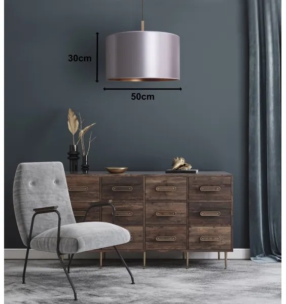 Duolla - Lampadario a sospensione con filo CANNES 1xE27/15W/230V diametro 50 cm argento/rame