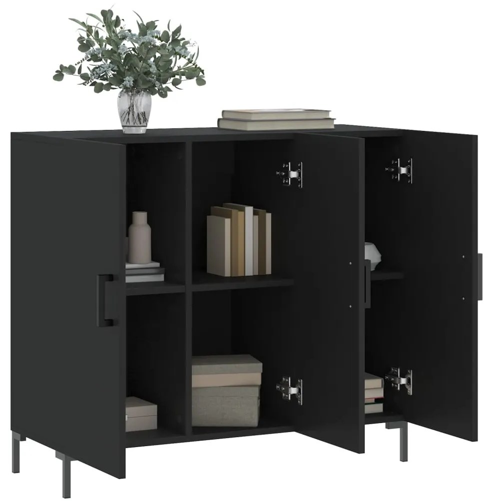 Credenza nera 90x34x80 cm in legno multistrato