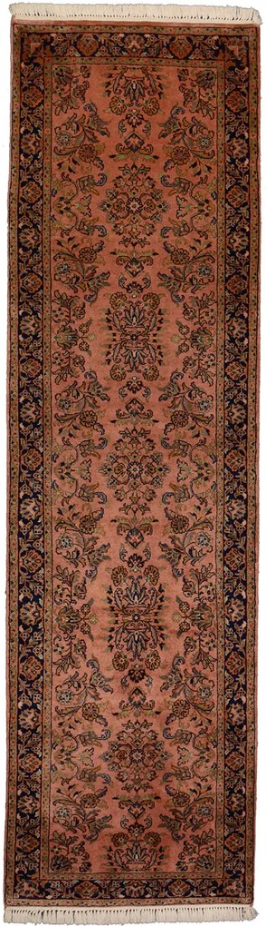 Sarouk Tappeto orientale 90x290 Rosa (Indian) Annodato A Mano