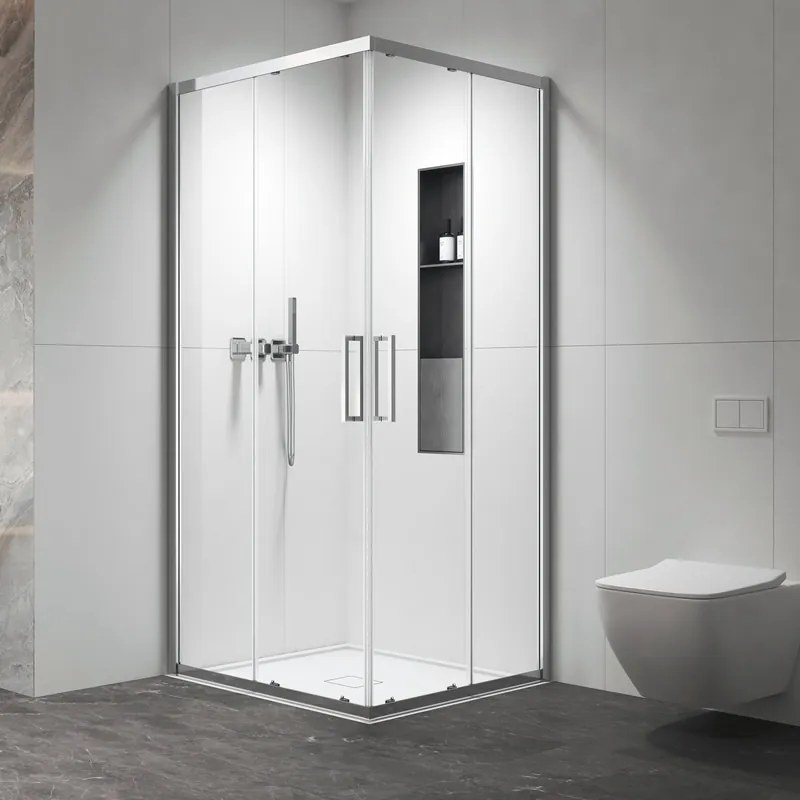 Kamalu - Box doccia 70x70 apertura doppio scorrevole finitura cromo | KZ-1000