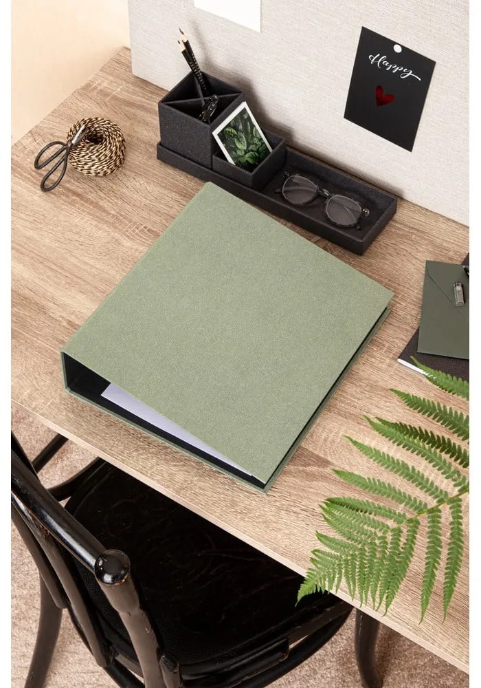 Organizer verde in cartone per documenti Archie Canvas Paper Laminate – Bigso