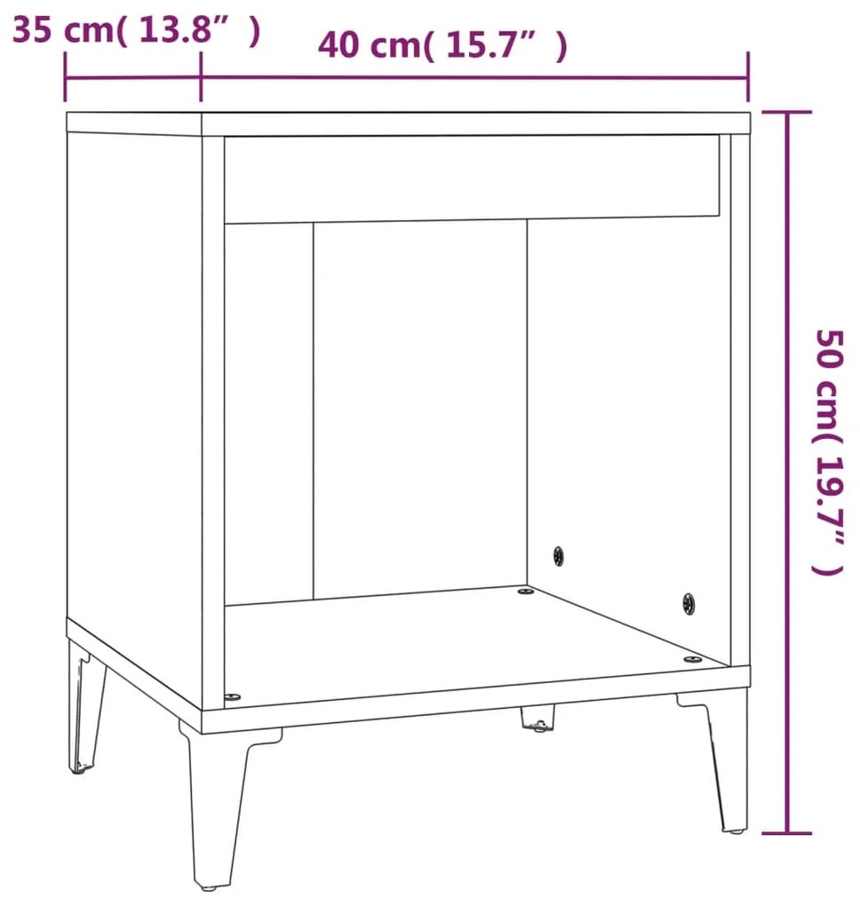 Comodini 2 pz in Bianco Lucido 40x35x50 cm