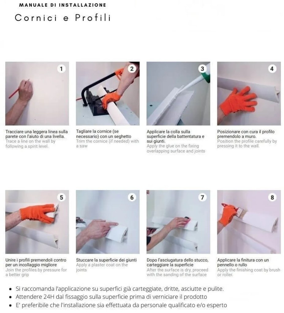 Cornice Pitturabile per Illuminazione Segnapasso o a Soffitto per Strisce LED - 2m Variante Lunghezza 2 Metri