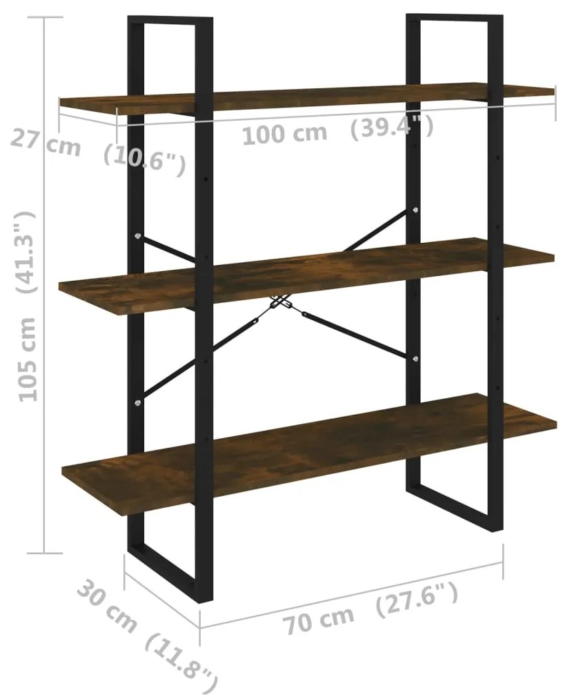 Libreria Rovere Fumo 100x30x105 cm in Legno Multistrato