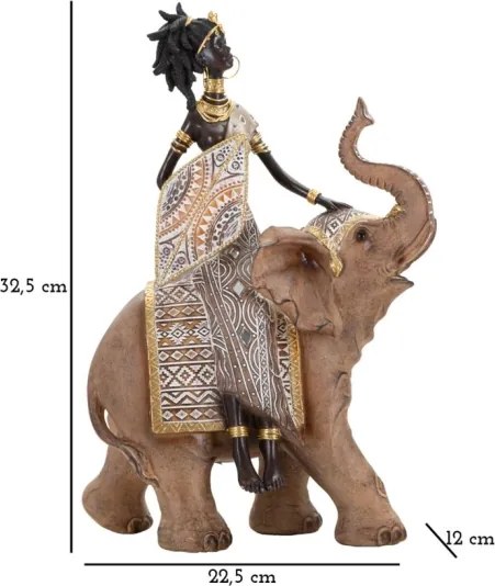 Masai Tribal Con Elefante Cm 22,5X12X32,5