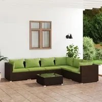 Set Divani da Giardino 7 pz con Cuscini in Polyrattan Marrone 3101732