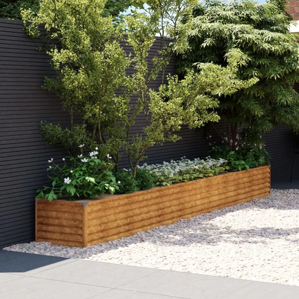 Fioriera Rialzata Da Giardino 386x50x36 Cm İn Acciaio Corten /