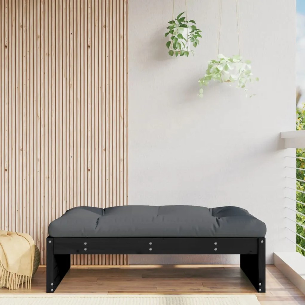 Poggiapiedi Da Giardino 120x80 Cm Legno Massello Di Pino Nero /