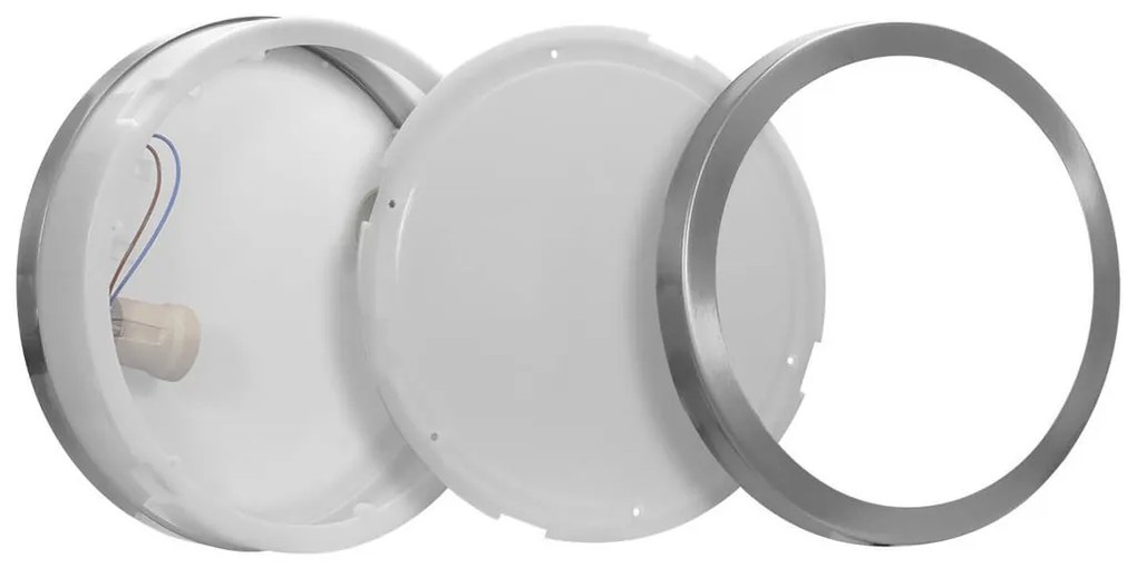 Plafoniera Rotonda in Acciaio Inossidabile 2 basi E27 Ø28cm IP54