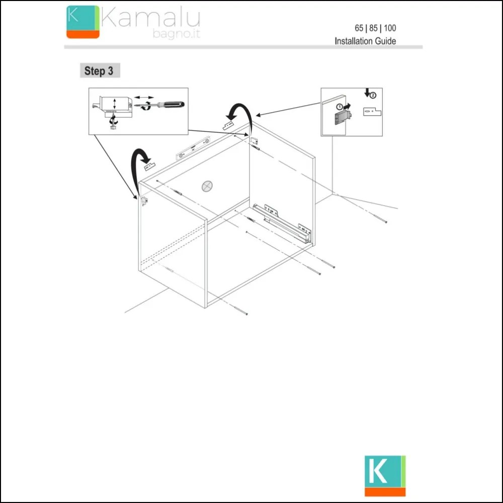 Mobile bagno 65cm con lavabo e struttura metallica nera IKOS-65 - KAMALU