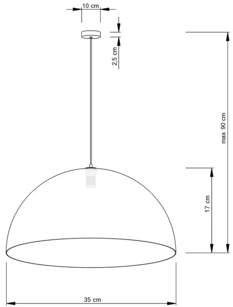 Lampadario a sospensione con filo SFERA 1xE27/60W/230V diametro 35 cm bianco/rame