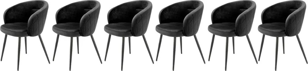 Set di 6 sedie K430 in velluto nero