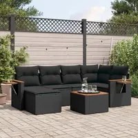 Set Divani da Giardino con Cuscini 7pz Nero Polyrattancod mxl 112912