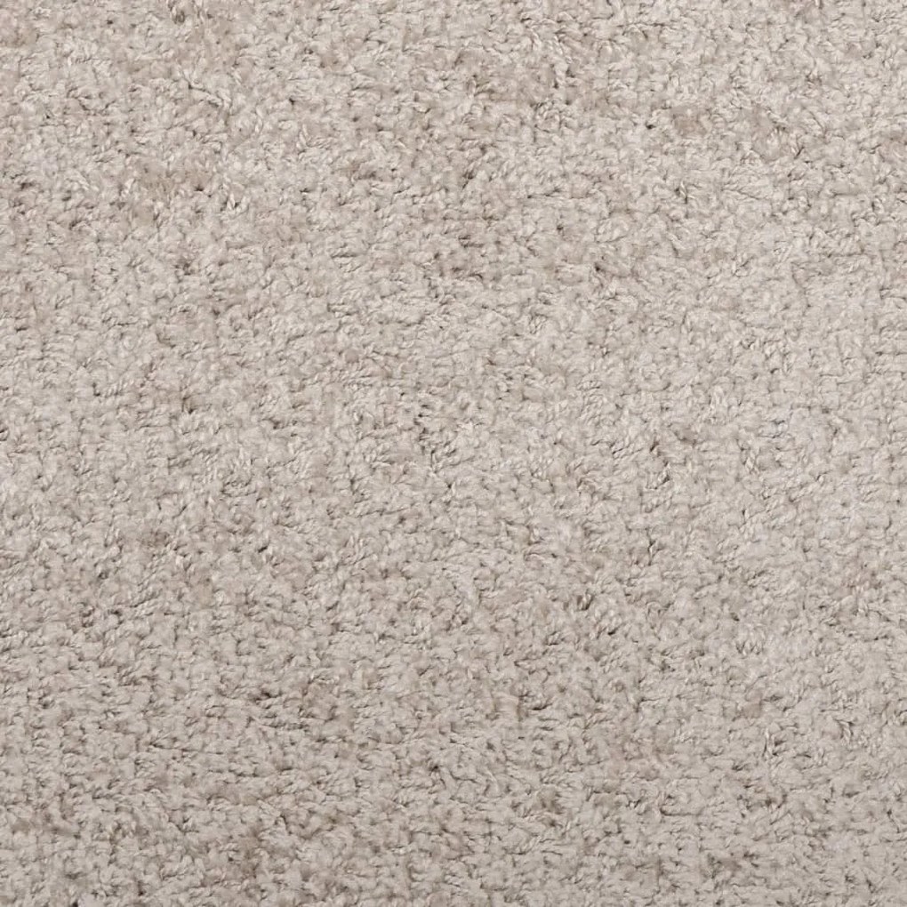 Tappeto Shaggy a Pelo Lungo Moderno Beige Ø 80 cm