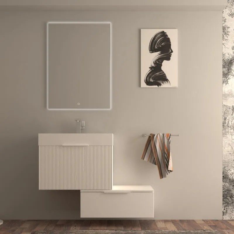 Mobile da bagno sotto lavabo BADEN HAUS MODULA bianco laccato opaco L 70 x H 43 x P 44 cm 3 cassetti, lavabo non incluso