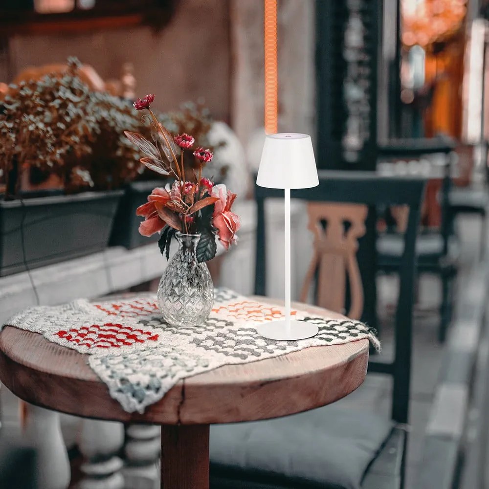 Lampada da tavolo a LED bianca con paralume in metallo (altezza 36,5 cm) Viletto - Fischer &amp; Honsel