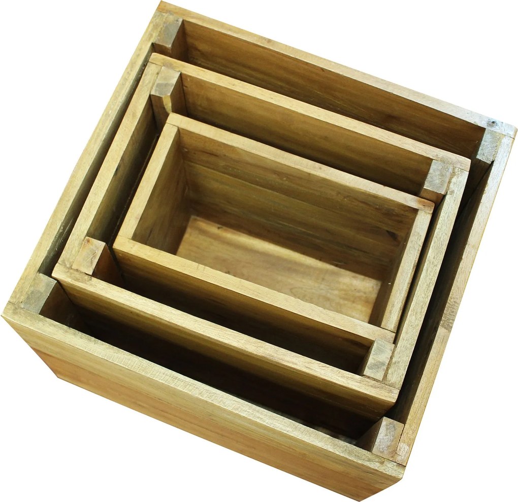SMITH - set di 3 cassette in legno di mogano