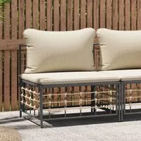 Divano Centrale da Giardino con Cuscini in Polyrattan Beige 364131